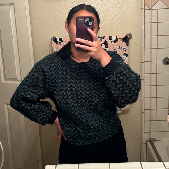 Vintage California Poppy Red and Green Ugly Christmas Knit Sweater - L - Picture 9 of 9